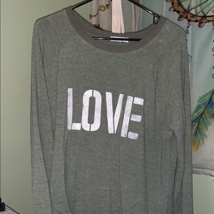 Army green LOVE sweaters. Only worn once.